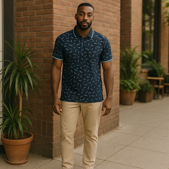 Greg Norman for Tasso Elba Men's Golf Polo Shirt Large Black Teal Dri-Fit - Picture 1 of 4